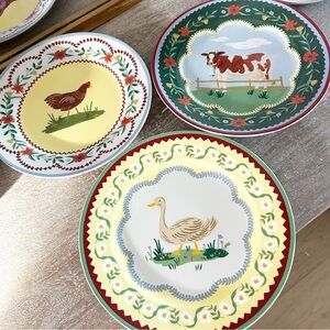 New Anthropologie Rifle Paper Co Home Sweet Home Porcelain Dessert Plates Trio